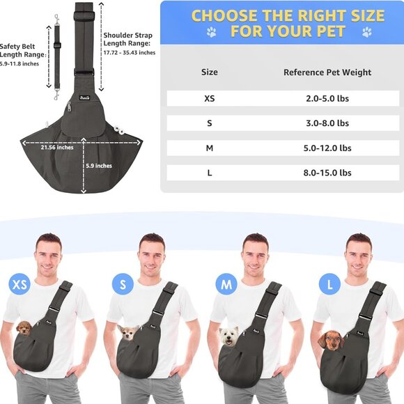 Dog Carrier Sling bag, Thick Padded Adjustable Shoulder for cat puppy small pets - Picture 6 of 7